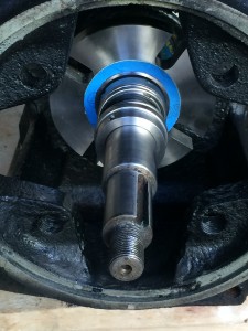 Mechanical seal installed with new stainless steel backing plate